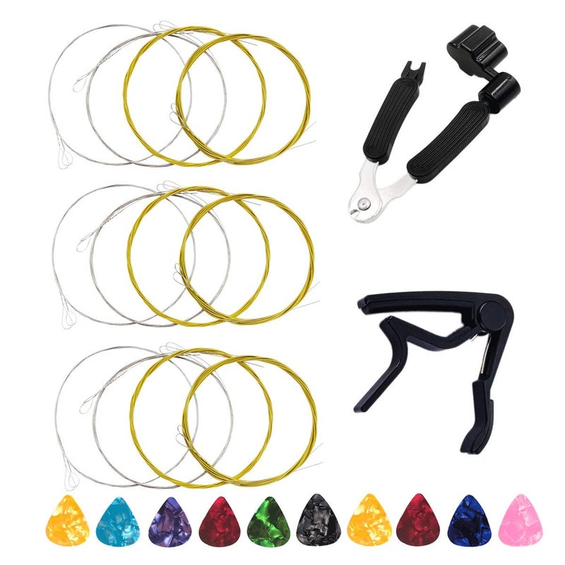 JYsun Mandolin Strings 3 Full Sets Stainless Steel Core Bronze Wound and 3 in 1 Restringing Tool, Capo, 10 Picks - Image 1
